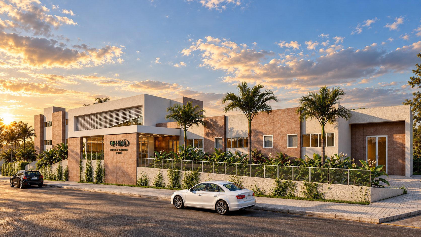 Fachada do Hospital e Maternidade de Assis em perspectiva